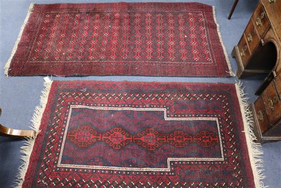 Two Bokhara style rugs 145 cm x 92cm, 189cm x 101cm